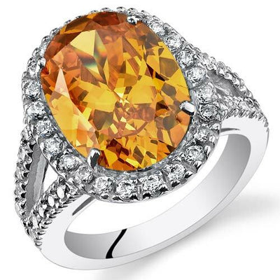 Citrine Ring Sterling Silver Oval Shape 5.25 Carats