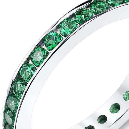 Emerald Ring Sterling Silver Round Shape 1.5 Carats