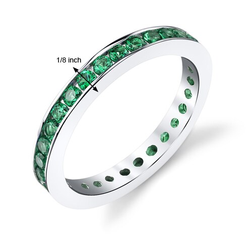 Emerald Ring Sterling Silver Round Shape 1.5 Carats