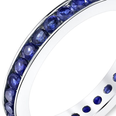 Blue Sapphire Eternity Ring Band in Sterling Silver 1.5 Carats