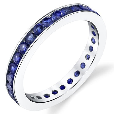 Blue Sapphire Eternity Ring Band in Sterling Silver 1.5 Carats