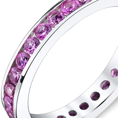 Pink Sapphire Ring Sterling Silver Round Shape 1.5 Carats