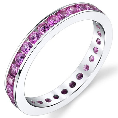 Pink Sapphire Ring Sterling Silver Round Shape 1.5 Carats