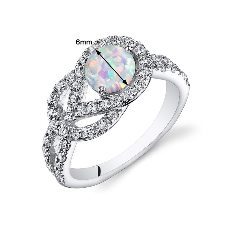 White Opal Ring Sterling Silver Round Shape 0.75 Carats