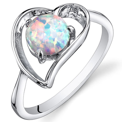 White Opal Ring Sterling Silver Round Shape 0.75 Carats