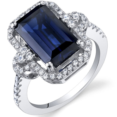 Blue Sapphire Cocktail Ring Sterling Silver 4.5 Ct Size 5-9