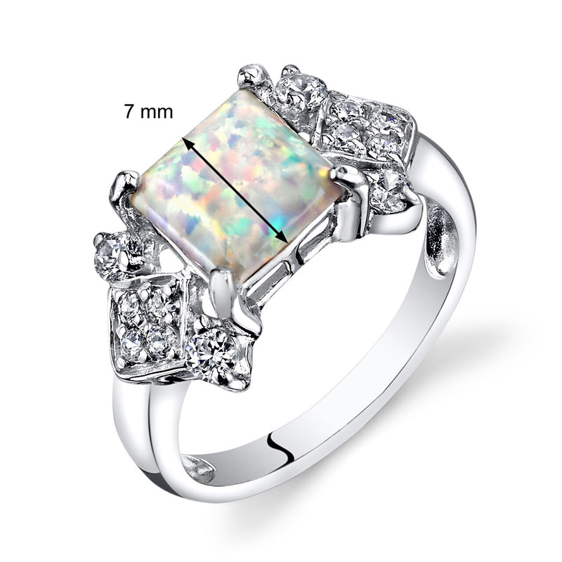Opal Majeste Ring Sterling Silver Princess Cut 1.00 Carats Sizes 5 to 9