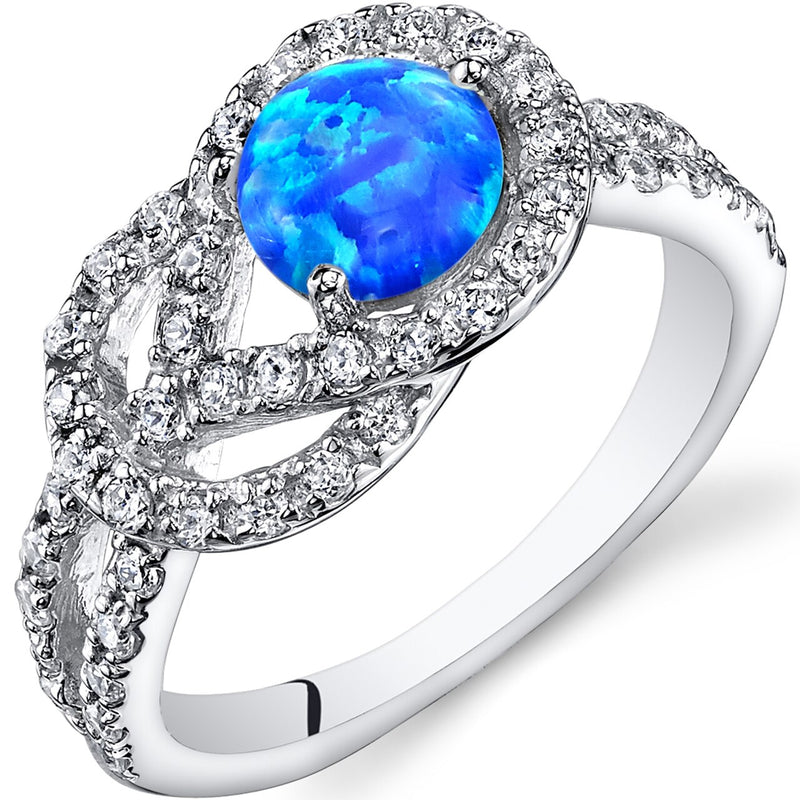 Blue Opal Love Knot Ring Sterling Silver Sizes 5 to 9