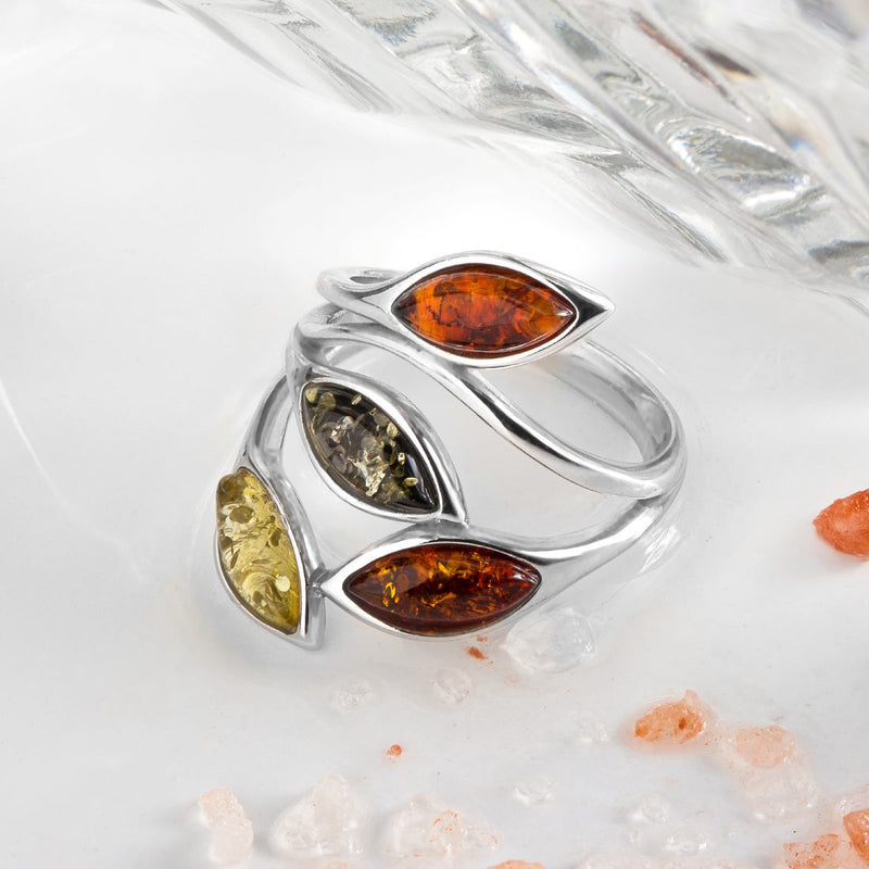 Baltic Amber Ring Sterling Silver Cherry Olive Honey Cognac Sizes 5-9