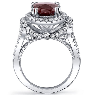Garnet Gallery Ring Sterling Silver Oval Shape 3.25 Carats Sizes 5 to 9