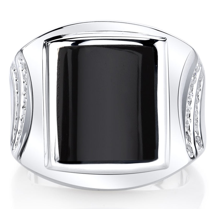 Mens Rectangle Black Onyx Centurion Ring Sterling Silver Sizes 8 To 13