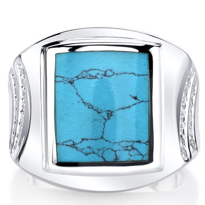 Mens Simulated Turquoise Centurion Ring Sterling Silver Sizes 8 To 13