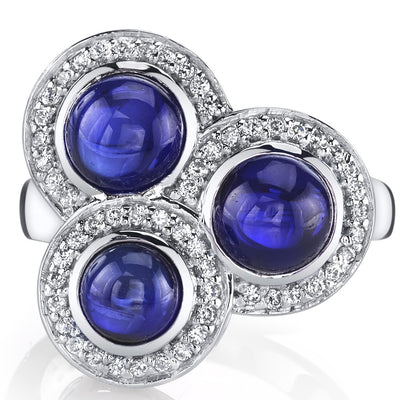 4.00 carats Created Blue Sapphire Trinity Ring Sterling Silver Sizes 5 to 9