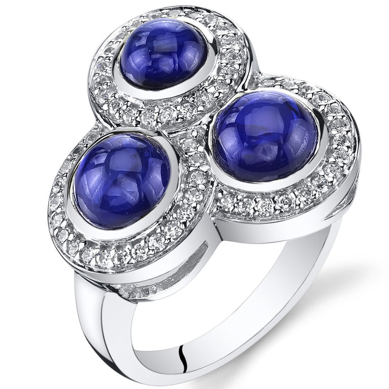 4.00 carats Created Blue Sapphire Trinity Ring Sterling Silver Sizes 5 to 9
