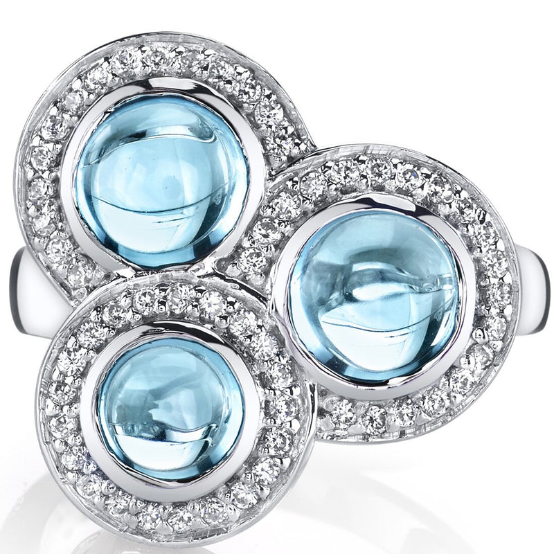 3.00 carats Swiss Blue Topaz Trinity Ring Sterling Silver Sizes 5 to 9