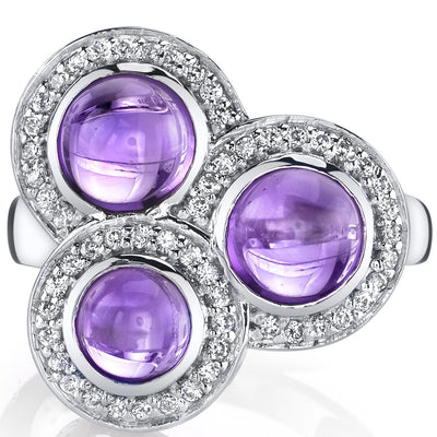 2.50 carats Amethyst Trinity Ring Sterling Silver Sizes 5 to 9