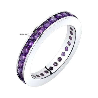 Amethyst Eternity Band Ring Sterling Silver 1.00 Carats Sizes 5-9