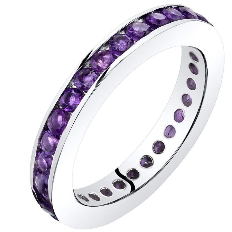Amethyst Eternity Band Ring Sterling Silver 1.00 Carats Sizes 5-9