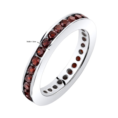 Garnet Eternity Band Ring Sterling Silver 1.00 Carats Sizes 5-9