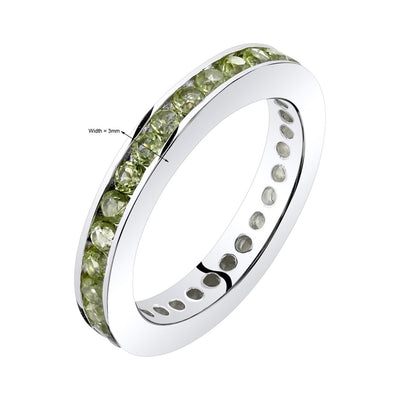 Peridot Eternity Band Ring Sterling Silver 1.00 Carats Sizes 5-9