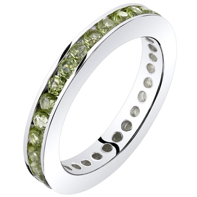 Peridot Eternity Band Ring Sterling Silver 1.00 Carats Sizes 5-9
