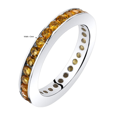 Citrine Eternity Band Ring Sterling Silver 1.00 Carats Sizes 5-9