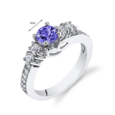 Tanzanite Promise Ring Sterling Silver Sizes 5 to 9