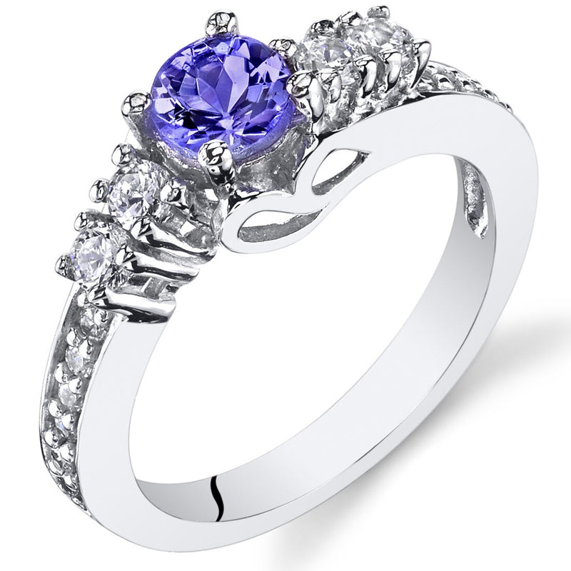 Tanzanite Promise Ring Sterling Silver Sizes 5 to 9