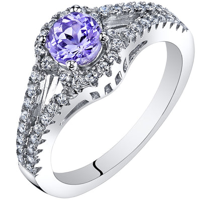 Tanzanite Gallery Ring Sterling Silver 0.50 Carat Sizes 5 to 9