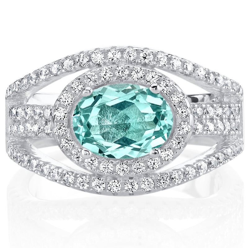 Simulated Paraiba Tourmaline Sterling Silver Serenity Ring 1.50 Carats Sizes 5 to 9