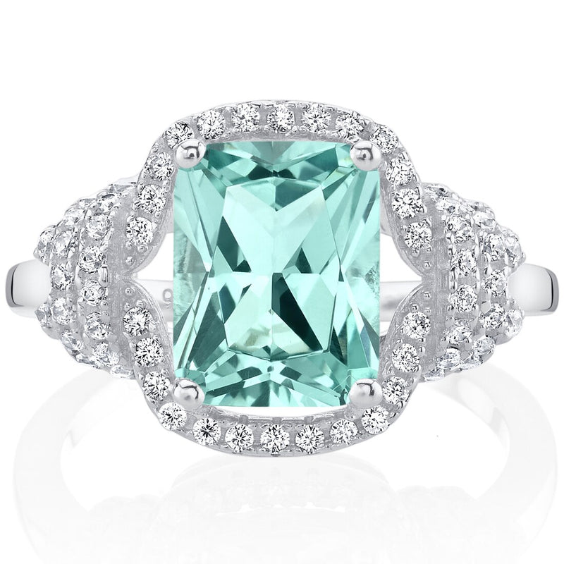 Simulated Paraiba Tourmaline Sterling Silver Cocktail Ring 2 Carats Sizes 5 to 9