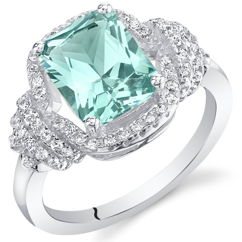 Simulated Paraiba Tourmaline Sterling Silver Cocktail Ring 2 Carats Sizes 5 to 9