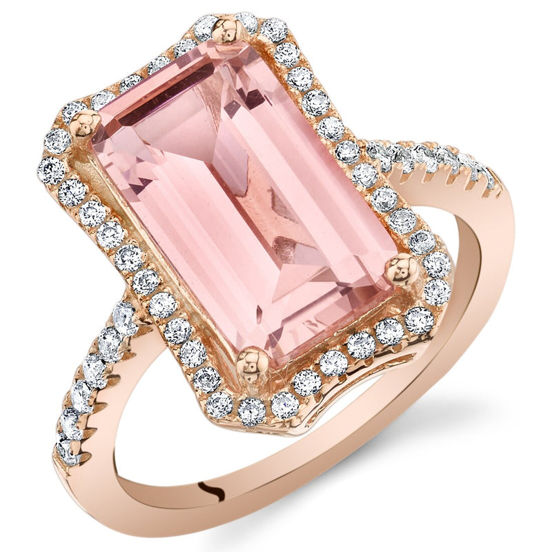 Simulated Morganite Rose-Tone Sterling Silver Octagon Ring SR11606