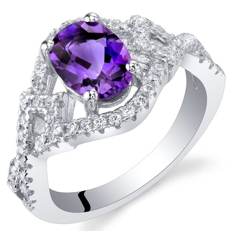 Amethyst Sterling Silver Lace Ring 1 Carat Sizes 5 to 9