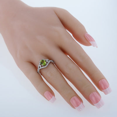 Peridot Sterling Silver Lace Ring 1.25 Carats Sizes 5 to 9