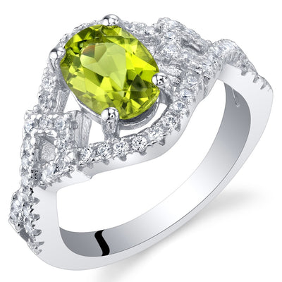 Peridot Sterling Silver Lace Ring 1.25 Carats Sizes 5 to 9