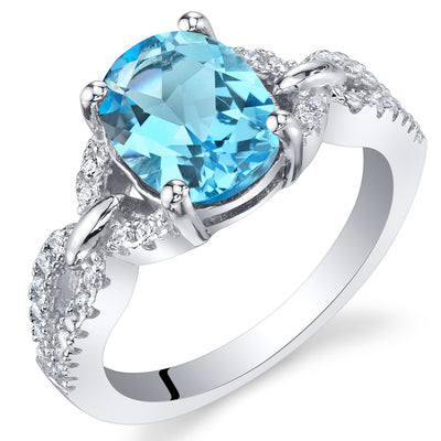 Swiss Blue Topaz Sterling Silver Forever Ring 2.25 Carats Sizes 5 to 9