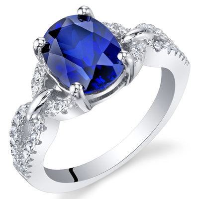 2.50 Carats Created Blue Sapphire Sterling Silver Forever Ring 2.50 Carats Sizes 5 to 9