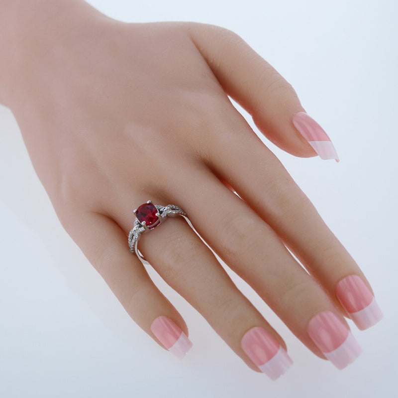 2.50 Carats Created Ruby Sterling Silver Forever Ring 2.50 Carats Sizes 5 to 9