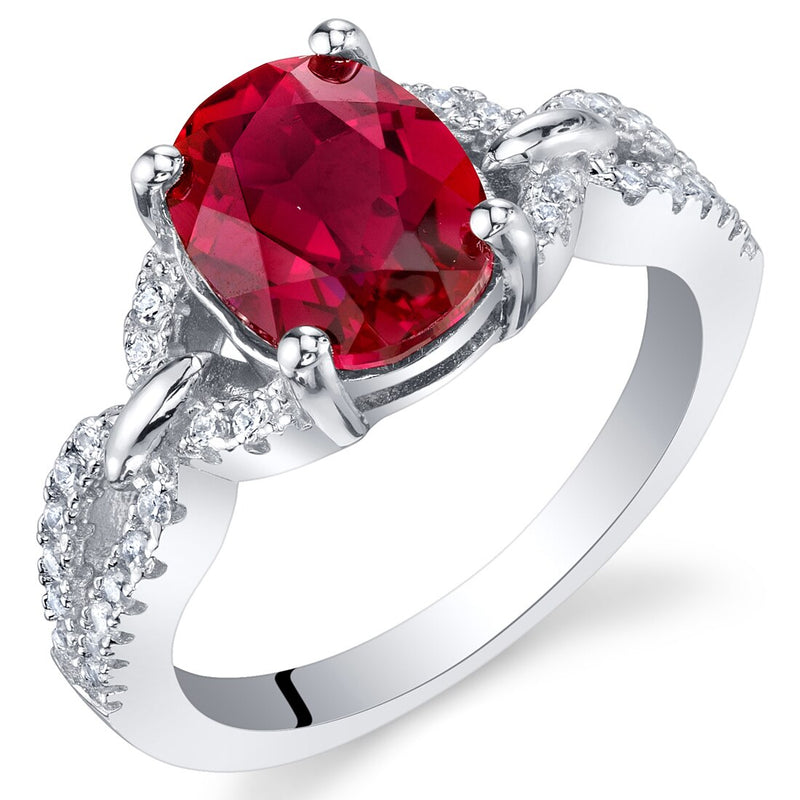 2.50 Carats Created Ruby Sterling Silver Forever Ring 2.50 Carats Sizes 5 to 9