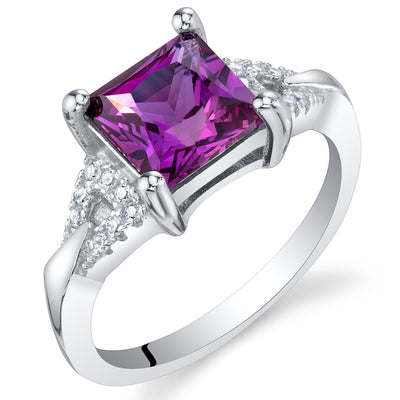 Created Purple Sapphire Sterling Silver Sweetheart Ring Sizes 5 to 9