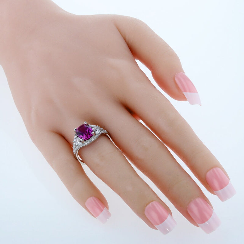 Cushion Cut Purple Sapphire Legacy Ring Sterling Silver 4 Carats