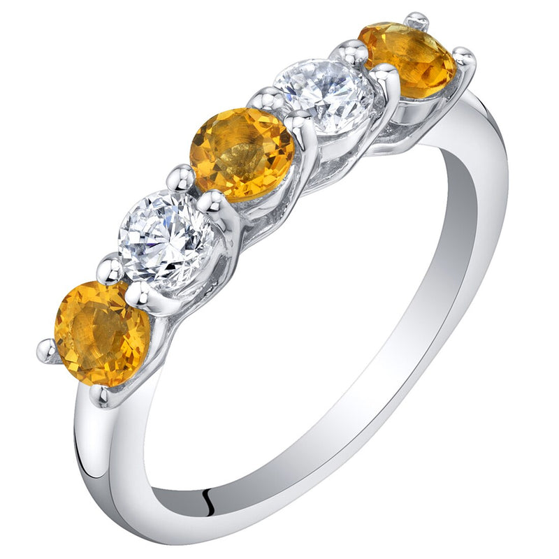 Citrine 5-Stone Trellis Ring Band Sterling Silver