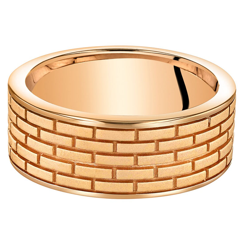 Mens Rose Tone Sterling Silver Brick Pattern Wedding Ring Band 8Mm Comfort Fit Sizes 8 To 14 Sr11902 alternate view and angle