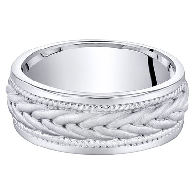 Mens Sterling Silver Roped Pattern Wedding Ring Band 8Mm Comfort Fit Sizes 8 To 14 Sr11906 alternate view and angle