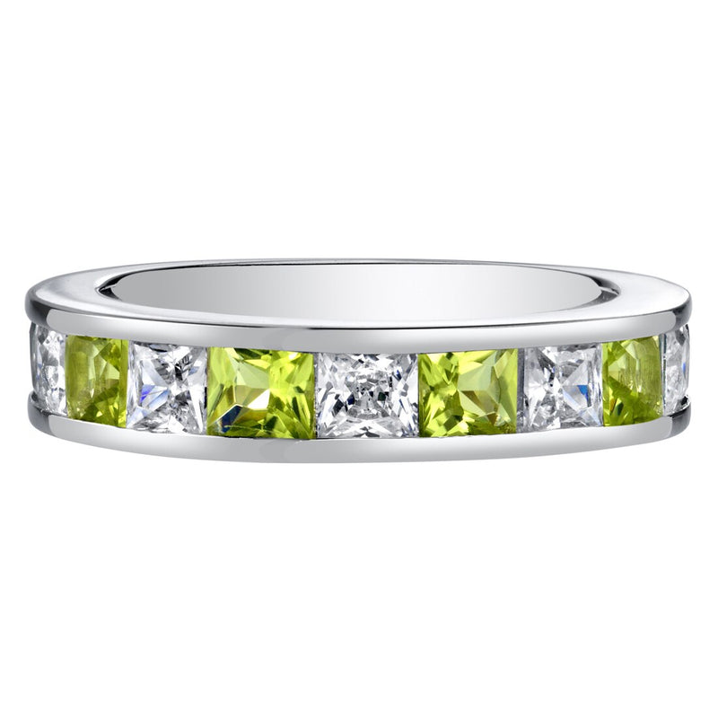 Sterling Silver Princess Cut Peridot Half Eternity Wedding Ring Band Sizes 5 To 9 Sr11926 alternate view and angle