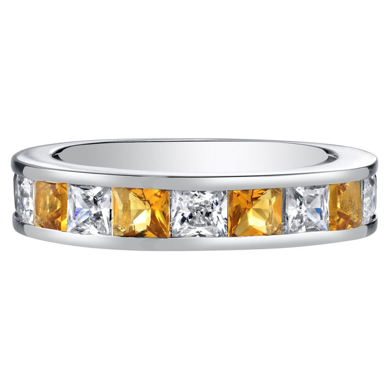 Sterling Silver Princess Cut Citrine Half Eternity Wedding Ring Band Sizes 5 To 9 Sr11928 alternate view and angle