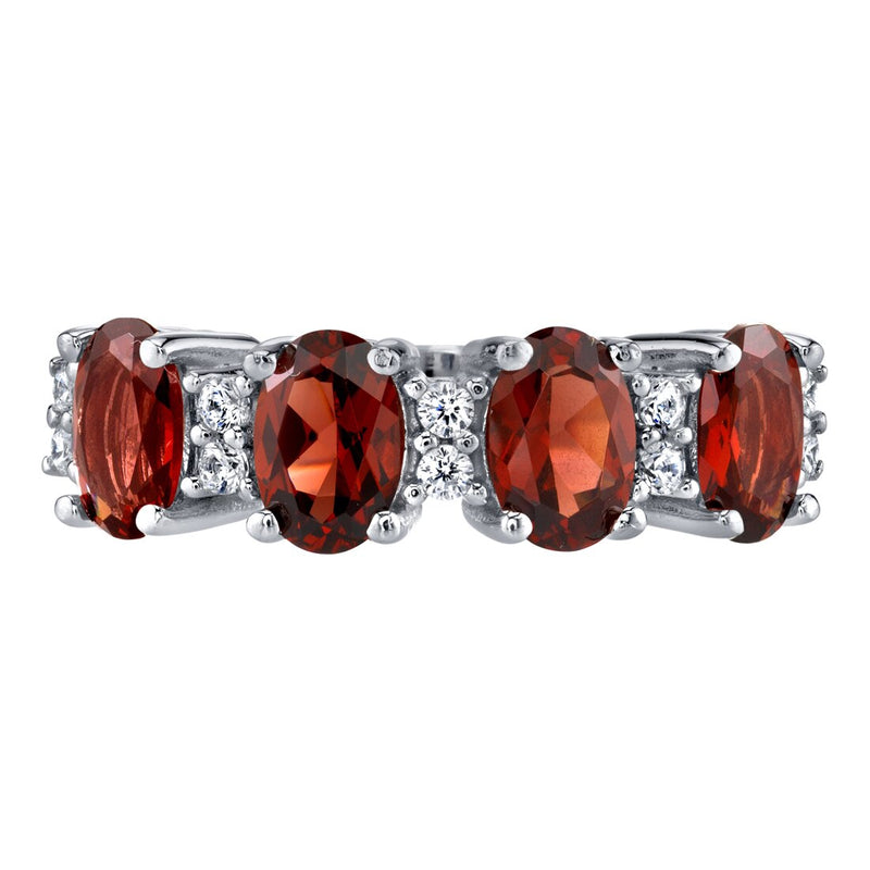 Sterling Silver Oval Cut Garnet Anniversary Ring Band 2 25 Carats Sizes 5 To 9 Sr11950 alternate view and angle