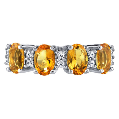 Sterling Silver Oval Cut Citrine Anniversary Ring Band 1 5 Carats Sizes 5 To 9 Sr11954 alternate view and angle