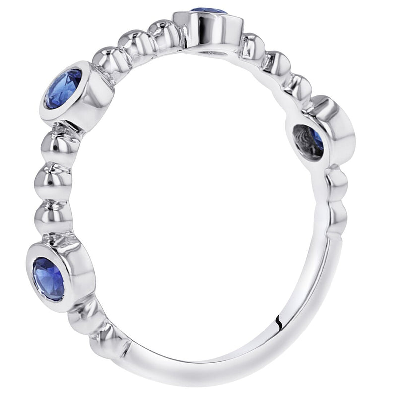 Created Blue Sapphire Dainty Stackable Ring In Sterling Silver Sr11968 additional view, angle, and on model